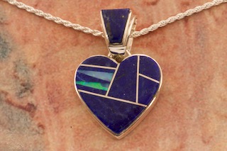 Calvin Begay Genuine Blue Lapis Sterling Silver Heart Pendant